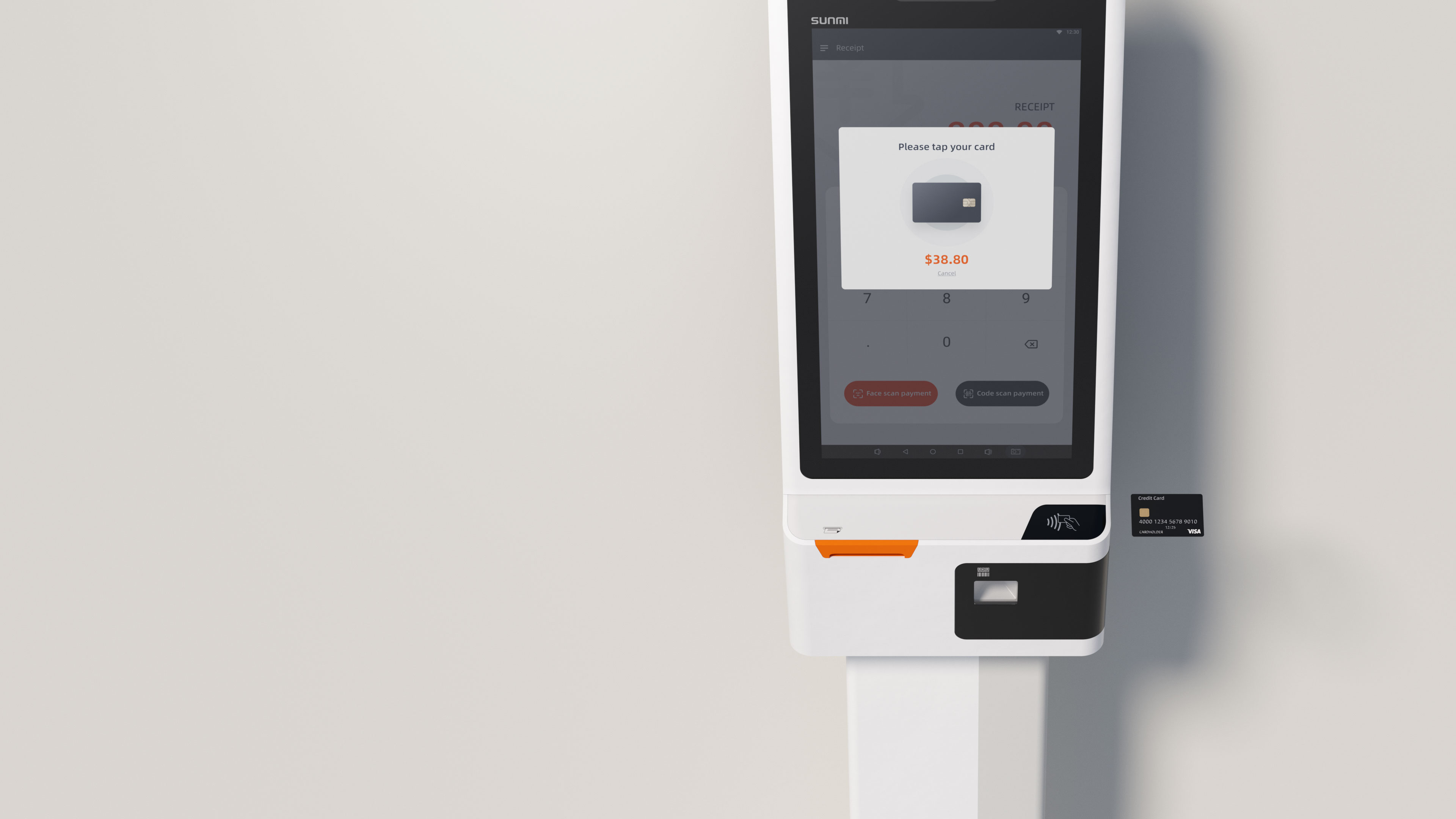 SUNMI K2 self-order kiosk with contactless payment