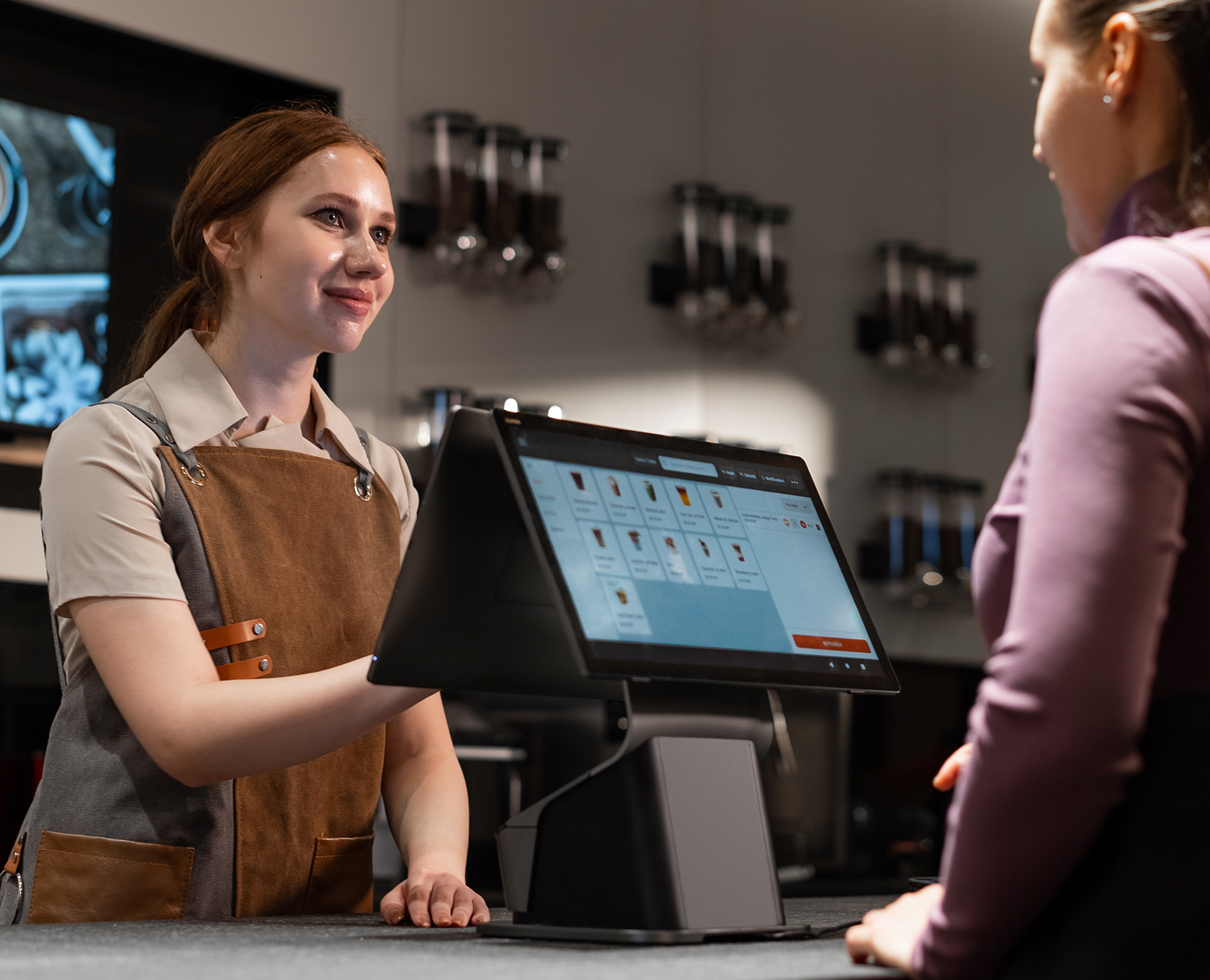 SUNMI T3 PRO used by barista in coffee shop