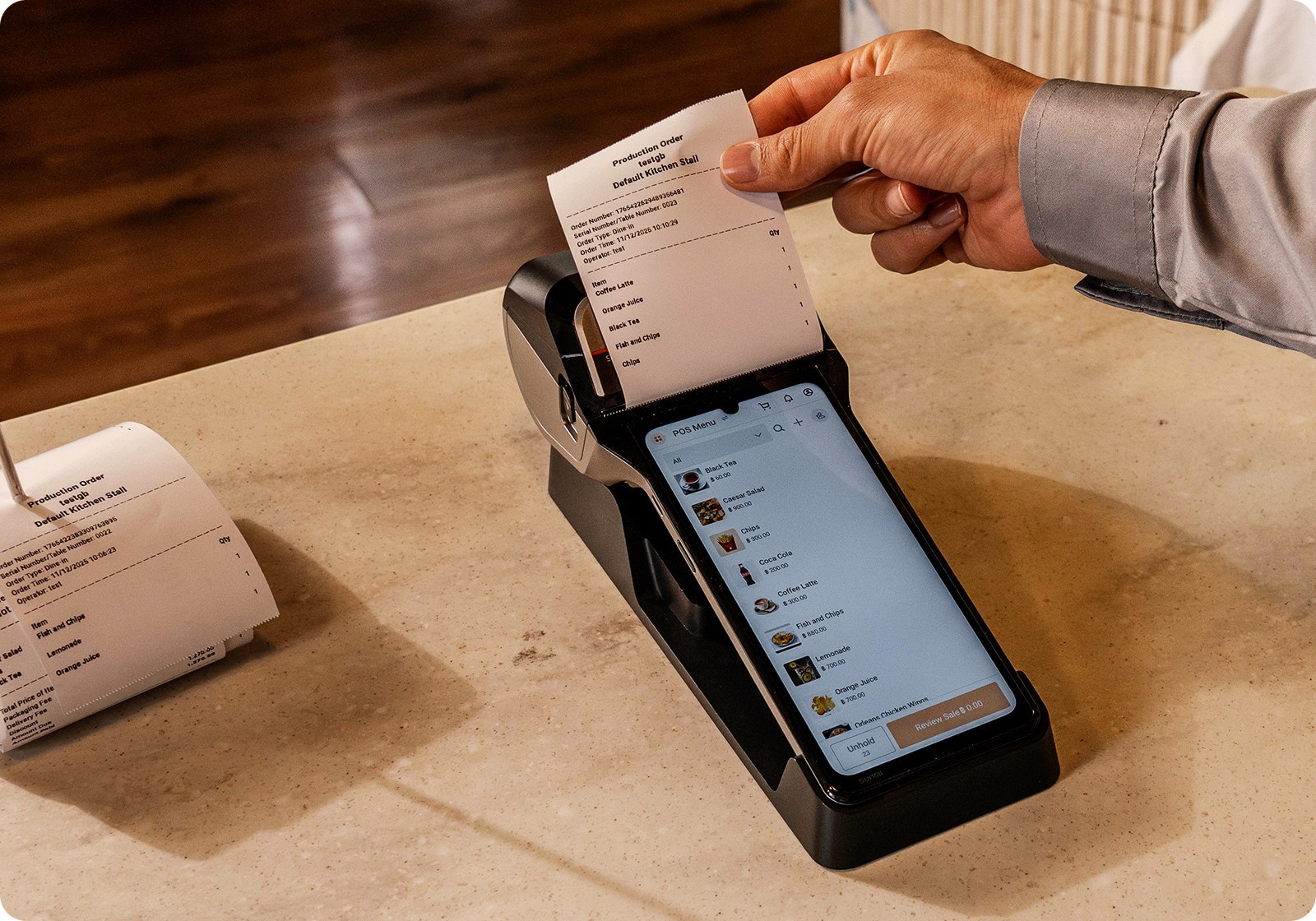 sunmi-v3h-restaurant-counter-receipt-printing